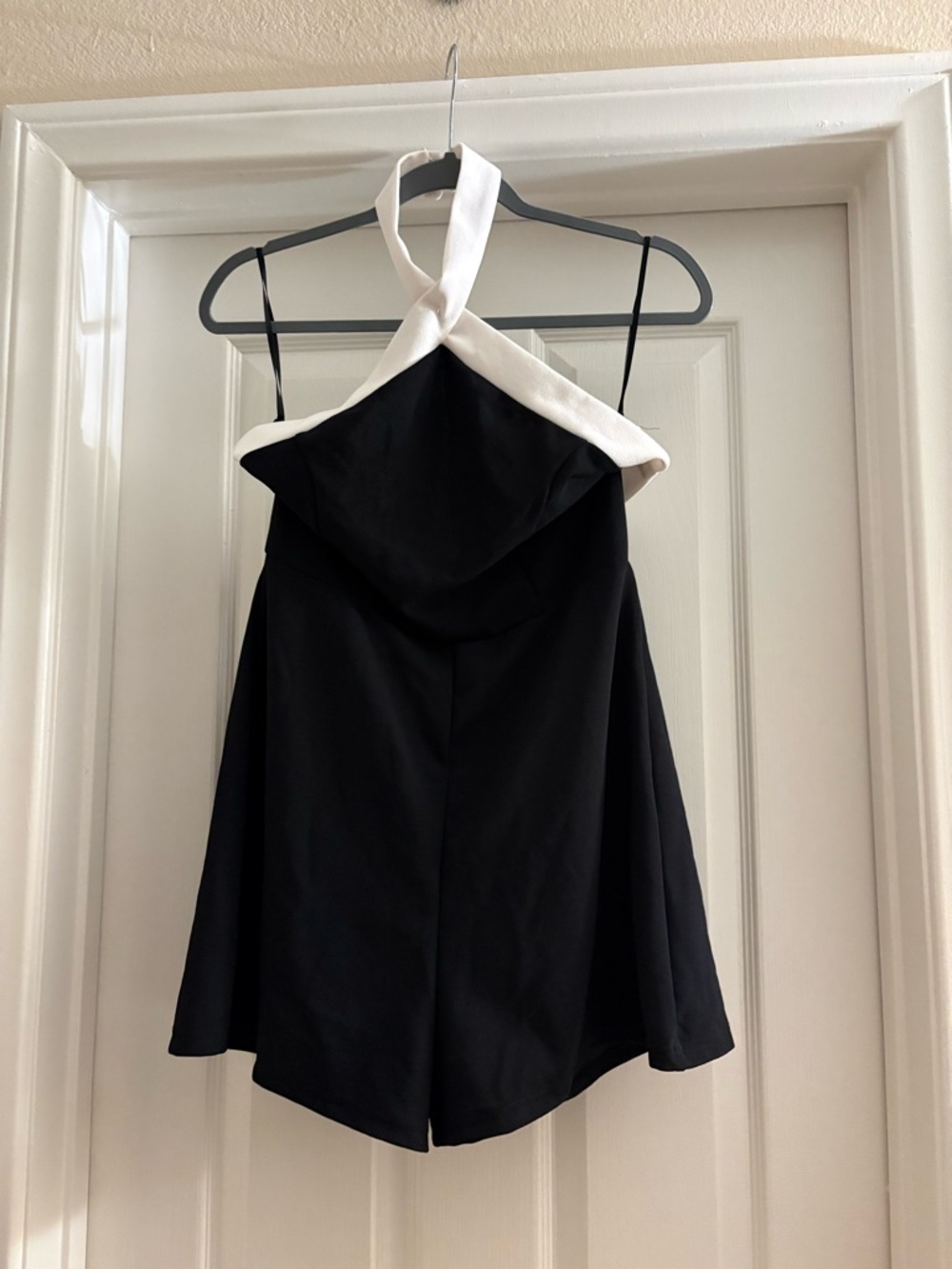 Black Romper with White Twist Halter